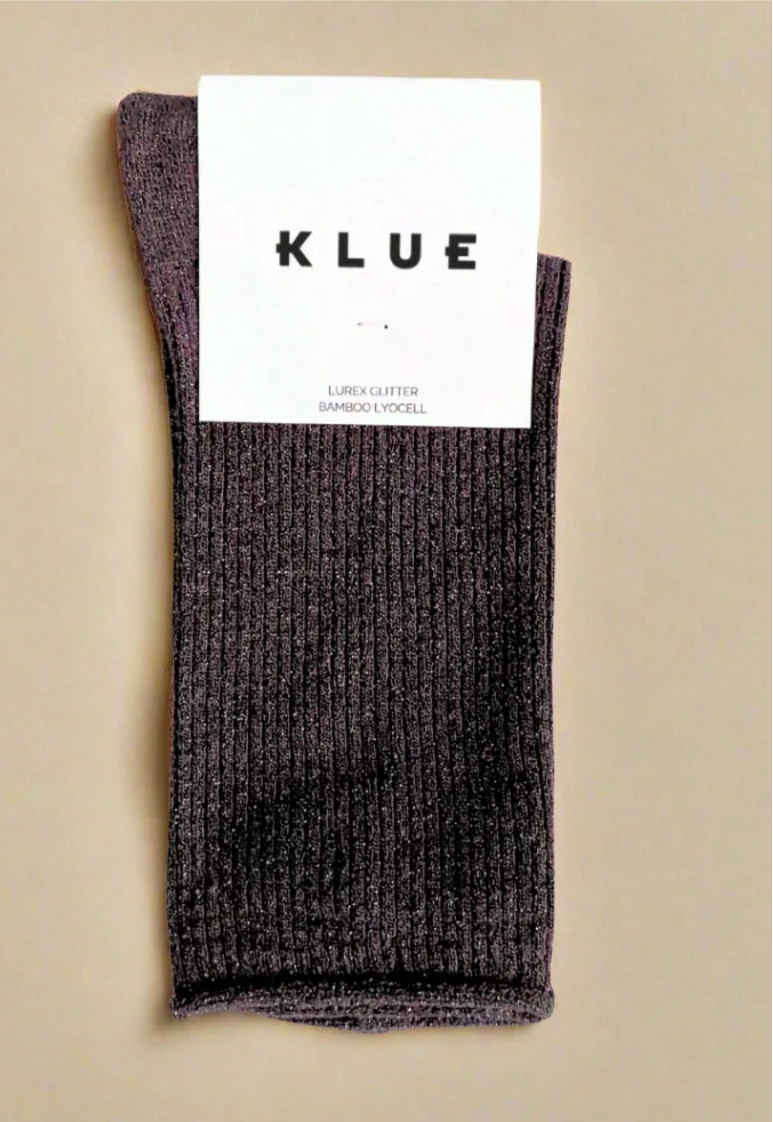 Klue Glitter Lurex socks in Chocolate Brown