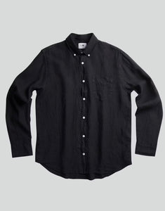 NN07 Levin Shirt in Black Linen