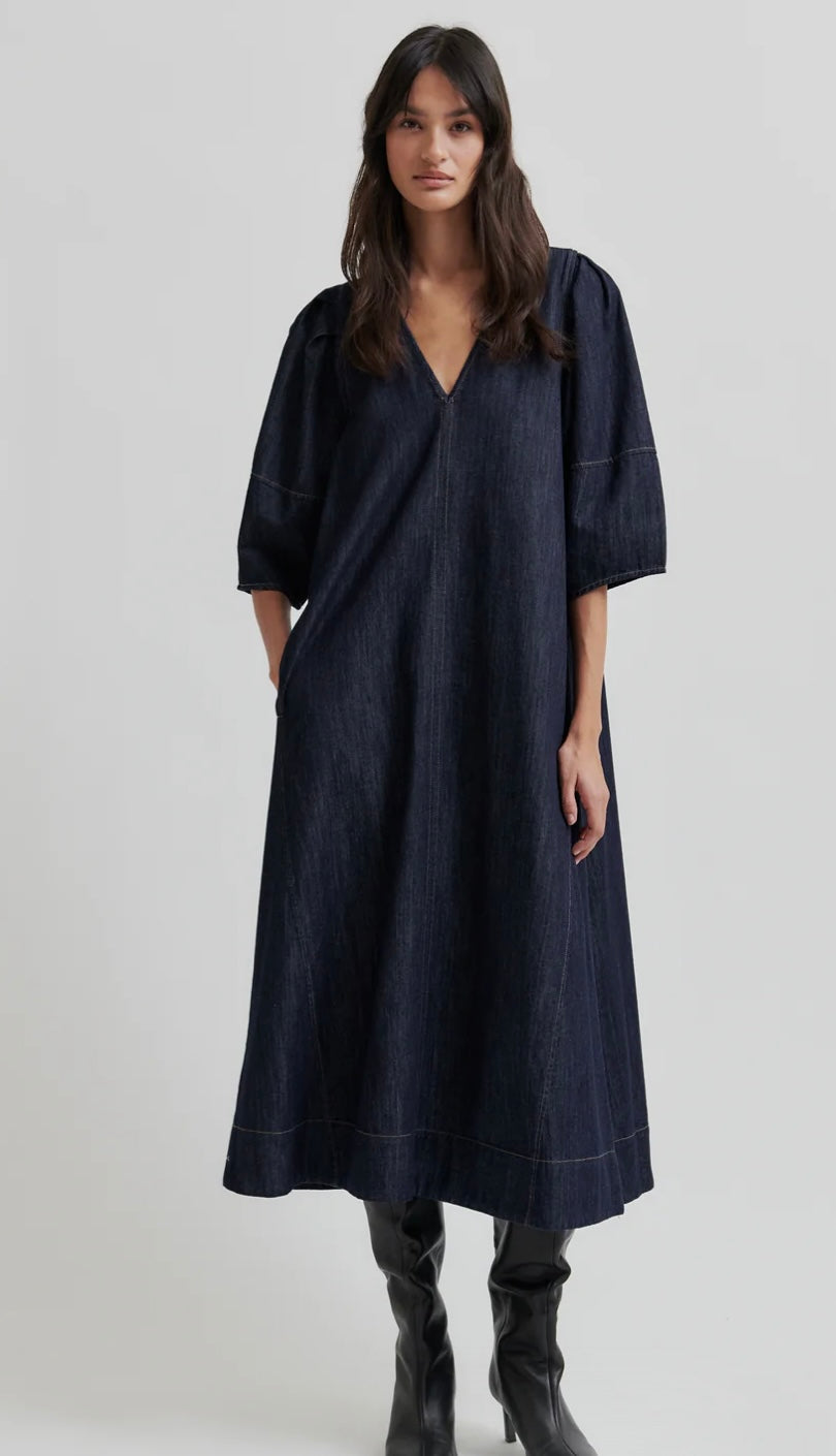 Second Female Dera V neck denim dress
