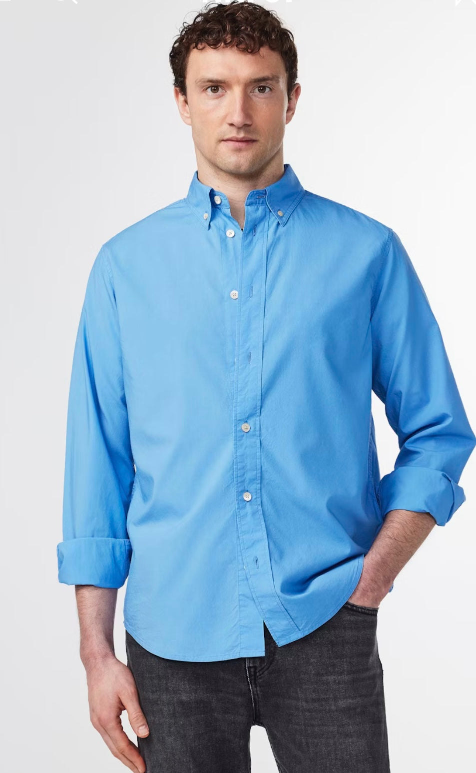 No Nationality Colby Shirt in Blue Jasper
