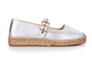 Estilo Emporio Margeux Espadrille Flats- Silver