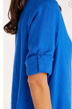 Load image into Gallery viewer, Cable Pure linen Shirtdress Cobalt Blue