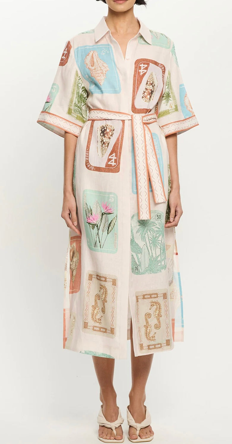 Kivari Coastline Shirt midi dress