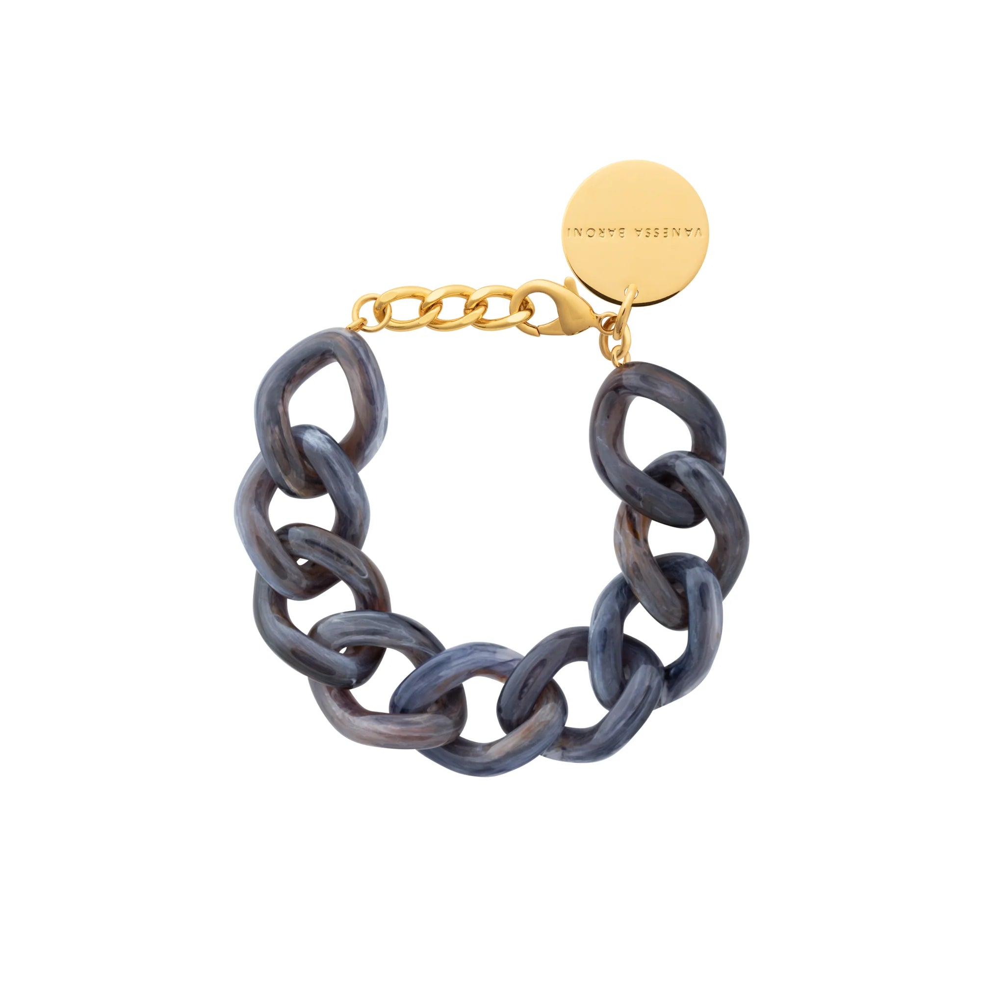 Vanessa Baroni Flat Chain Link Bracelet Blue Marble