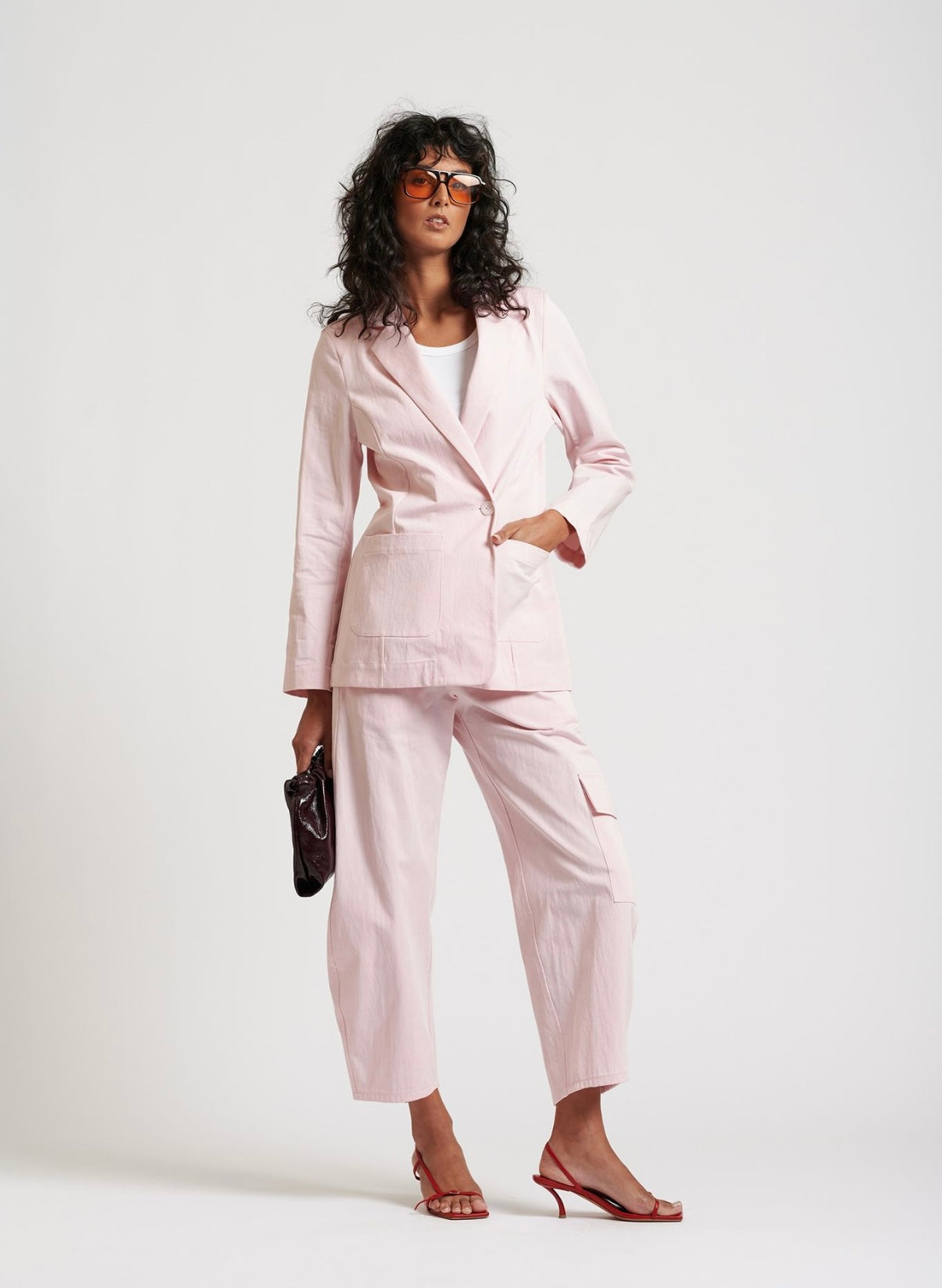 Le Stripe Le Weekend Cotton Nylon Blazer Icy Pink