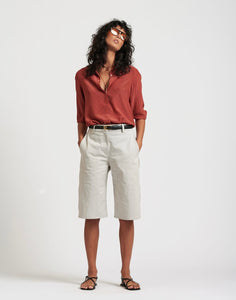 Le Stripe Le Weekend Cotton Nylon Short in Icy Grey