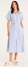 Load image into Gallery viewer, Cable Agean Linen Dress Blue Stripe