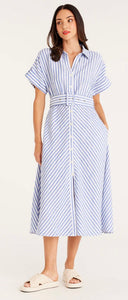 Cable Agean Linen Dress Blue Stripe