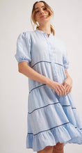Load image into Gallery viewer, Alessandra Marcella Linen Dress in Pale Blue Houndstooth