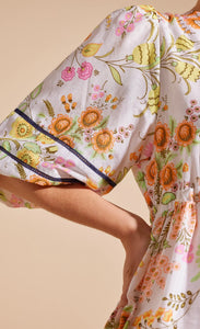 Alessandra Nadine Cotton-Silk Dress in Ivory Rosa’s Garden Print