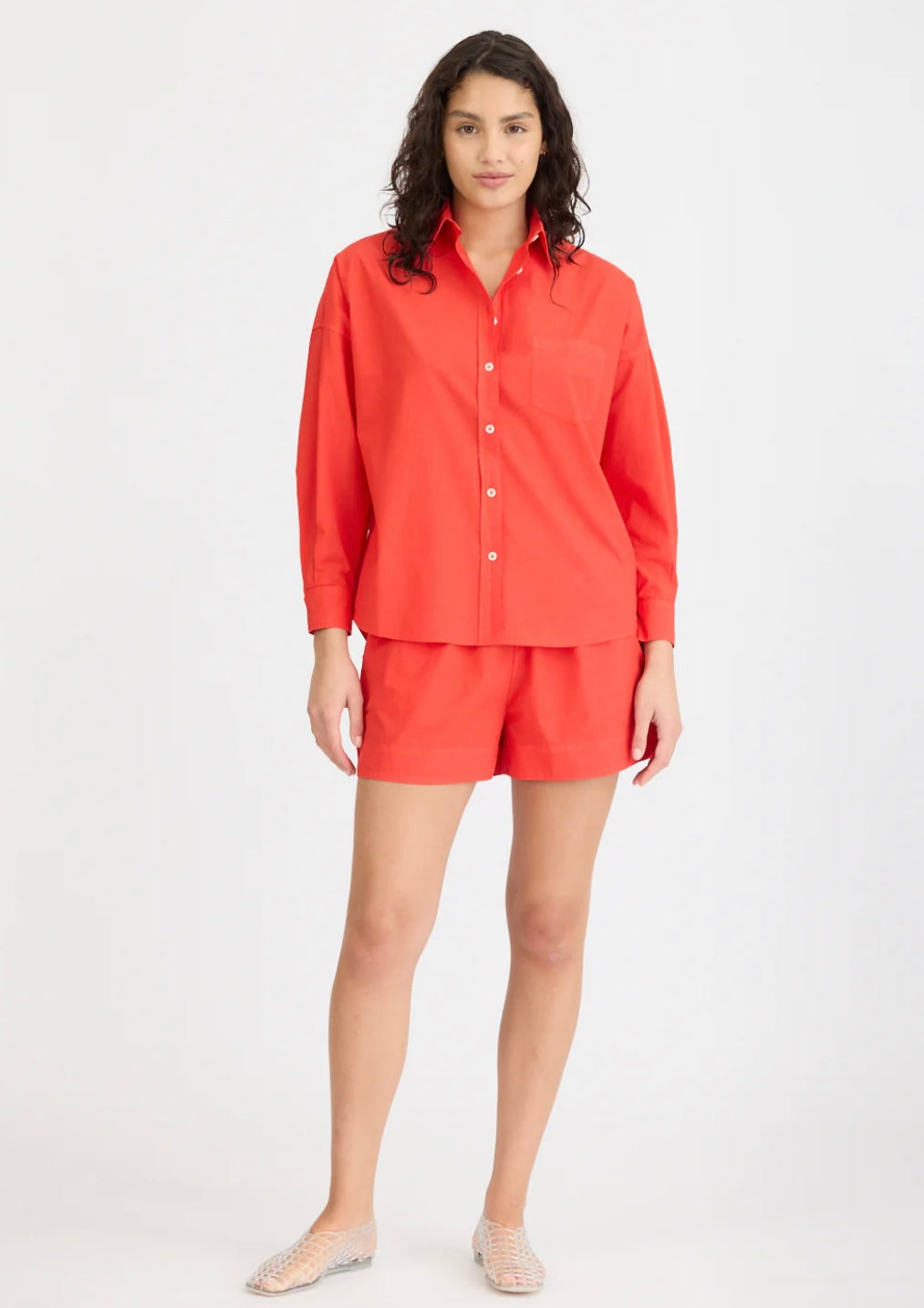 LMND Chiara Classic Long Sleeve Shirt True Red