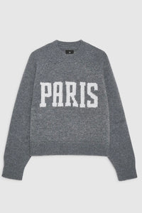 Anine Bing Kendrick University Sweater ‘Paris’ in Charcoal