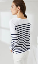 Load image into Gallery viewer, Mia Fratino Como Stripe Crew in Chalk/Navy