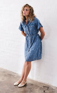 Kireina Simone Dress Hearts - 70’s Blue