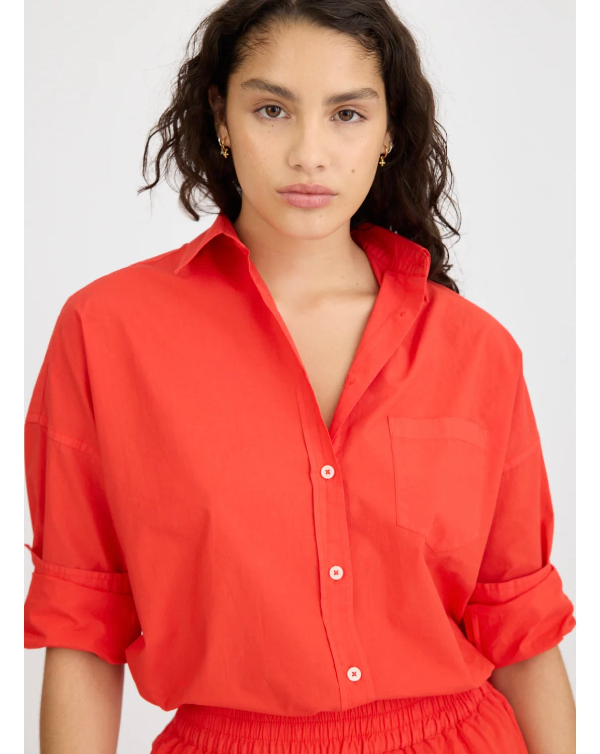 LMND Chiara Classic Long Sleeve Shirt True Red
