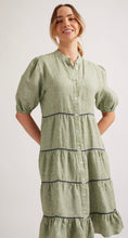 Load image into Gallery viewer, Alessandra Marcella Linen Dress in Olive Houndstooth
