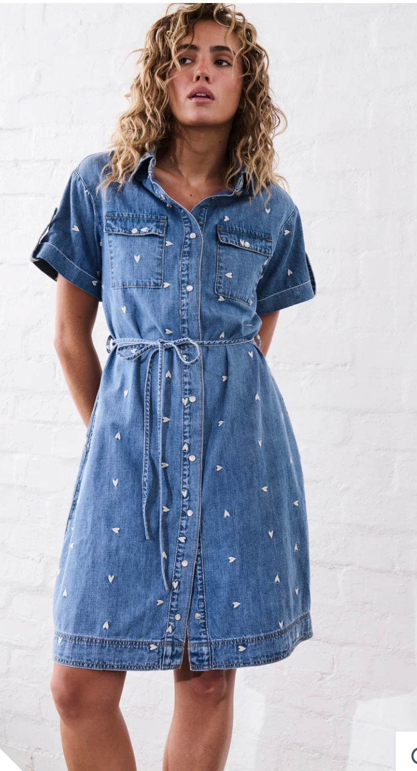 Kireina Simone Dress Hearts - 70’s Blue