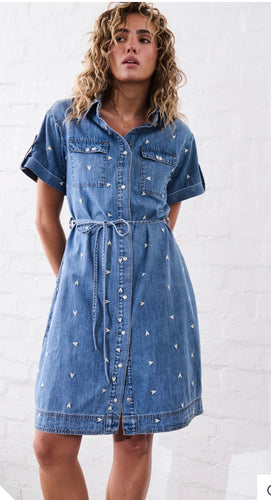 Kireina Simone Dress Hearts - 70’s Blue