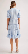 Load image into Gallery viewer, Alessandra Marcella Linen Dress in Pale Blue Houndstooth
