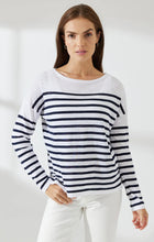 Load image into Gallery viewer, Mia Fratino Como Stripe Crew in Chalk/Navy