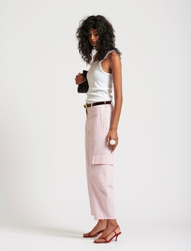 Le Stripe Le Weekend Cotton Nylon Pant Icy Pink