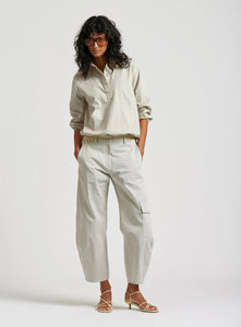 Le Stripe Le Anorak washed Cotton Shirt Icy Grey