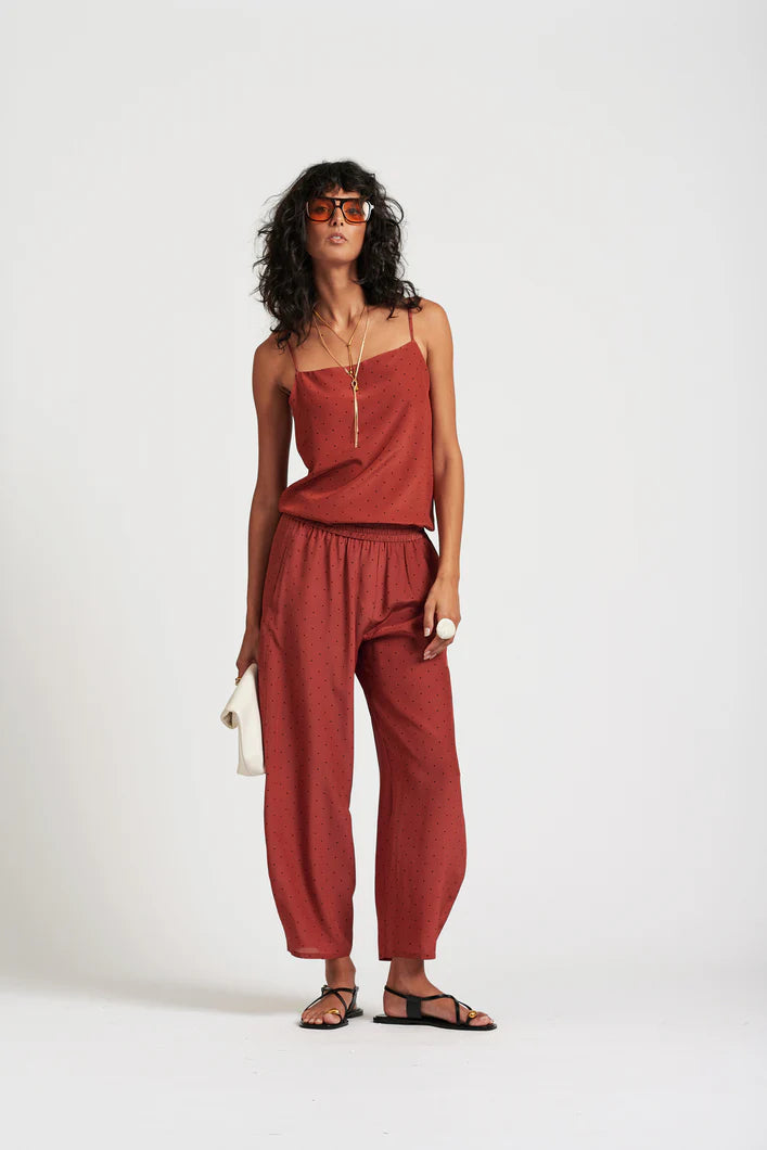 Le Stripe Le Dot Silk Cami Rhubarb