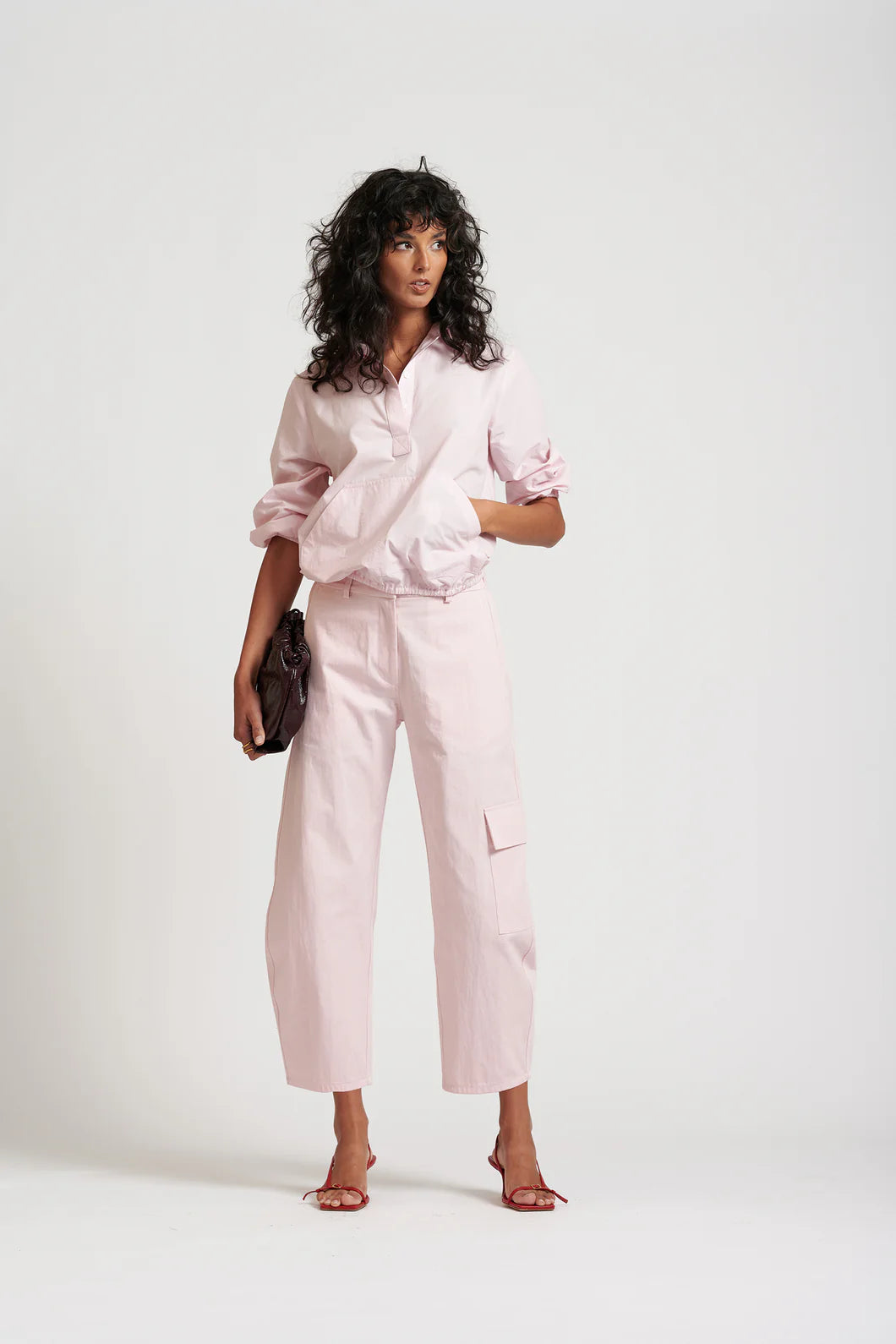 Le Stripe Le Anorak Cotton Shirt Icy Pink