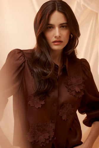 Cable Mirage Blouse in Raisin