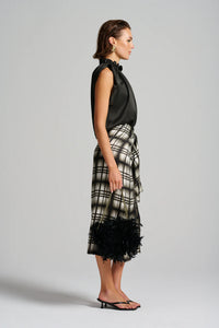 Le Stripe Le Check Wrap Skirt Black / Off White