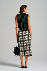 Le Stripe Le Check Wrap Skirt Black / Off White