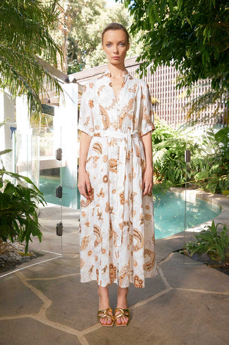 Dreamer Label Tilda Woodstock Ankle Dress -Chestnut