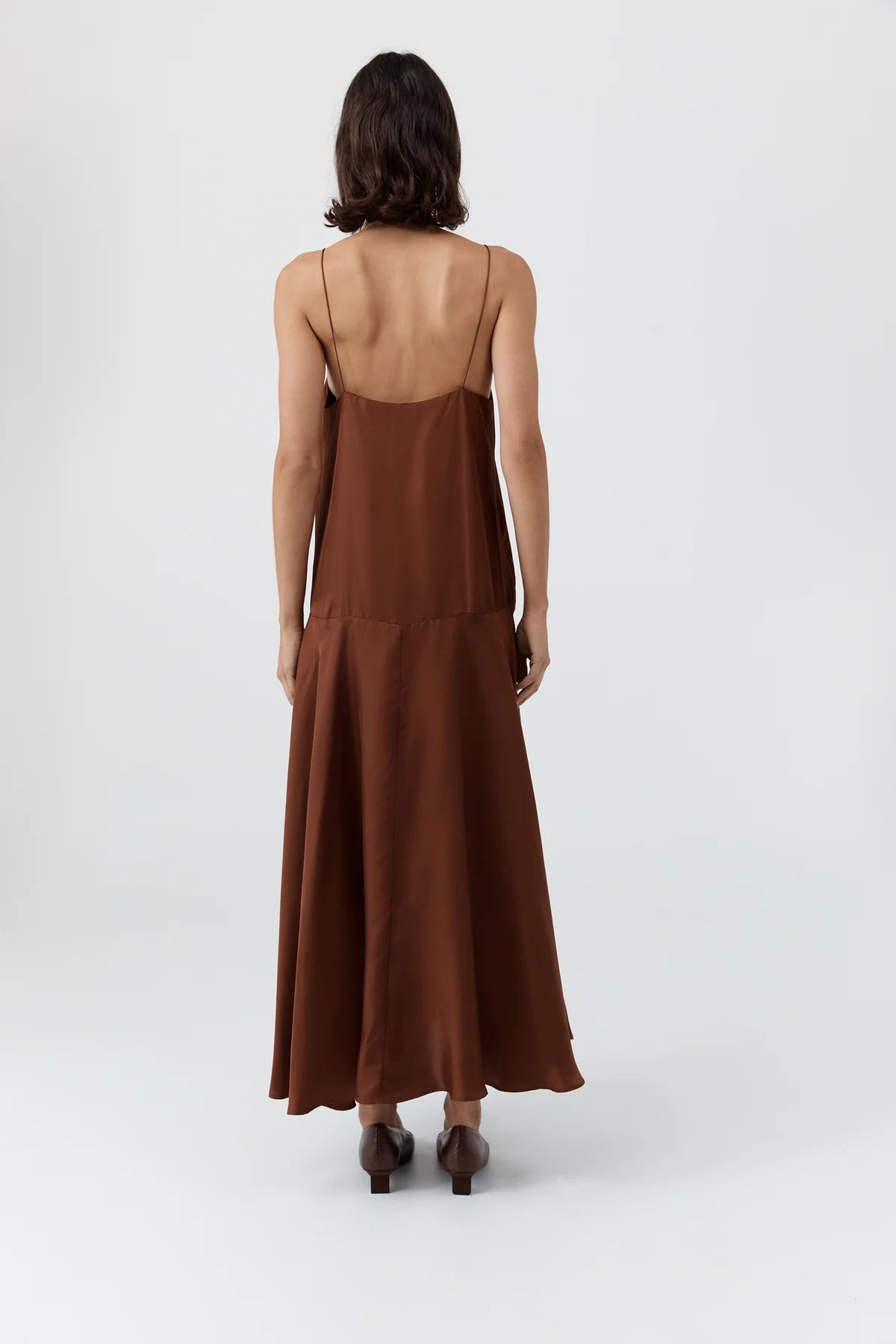 St Agni Silk Twill Relaxed Slip Dress - Brick Red
