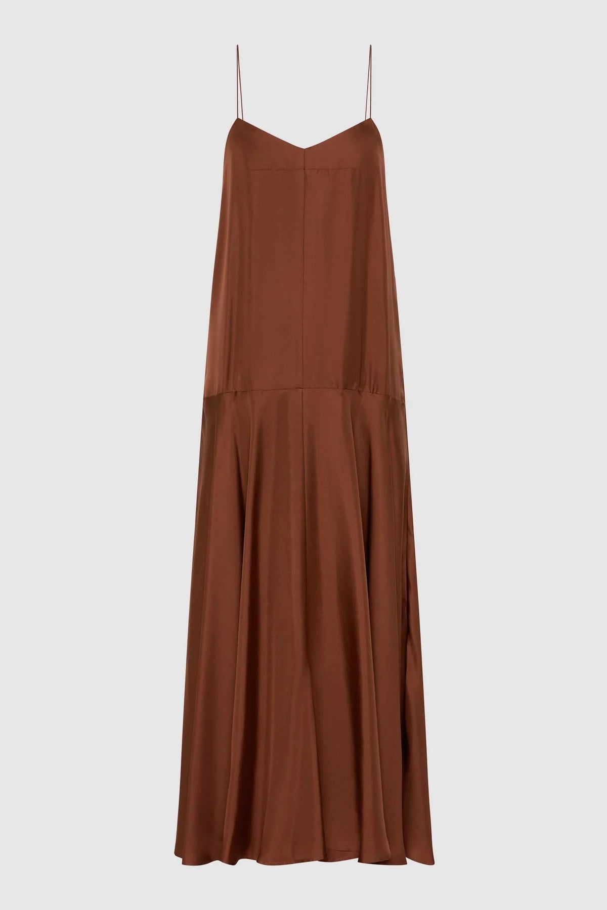 St Agni Silk Twill Relaxed Slip Dress - Brick Red