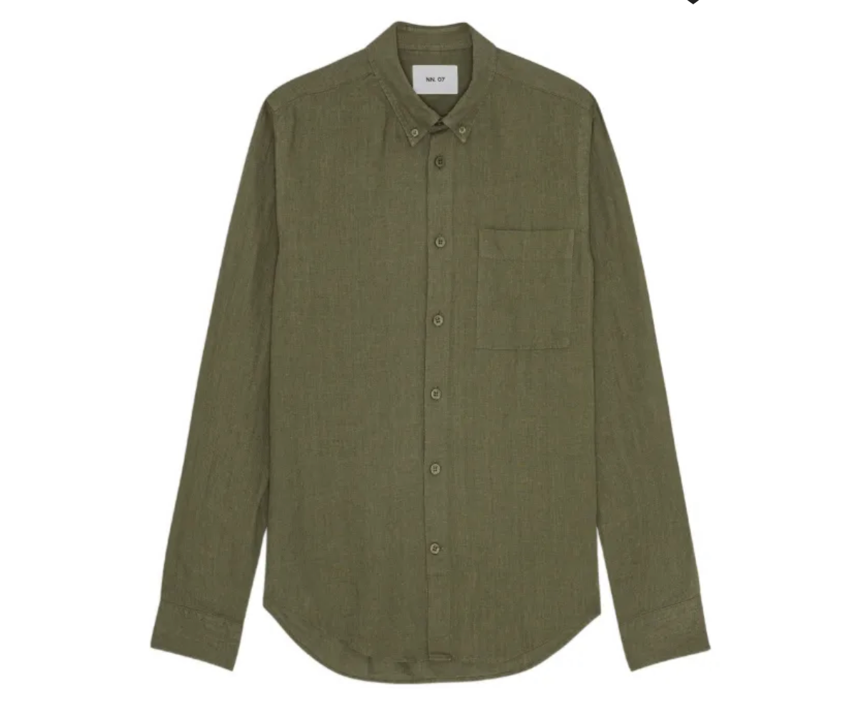 NN07 Levon linen shirt in Khaki