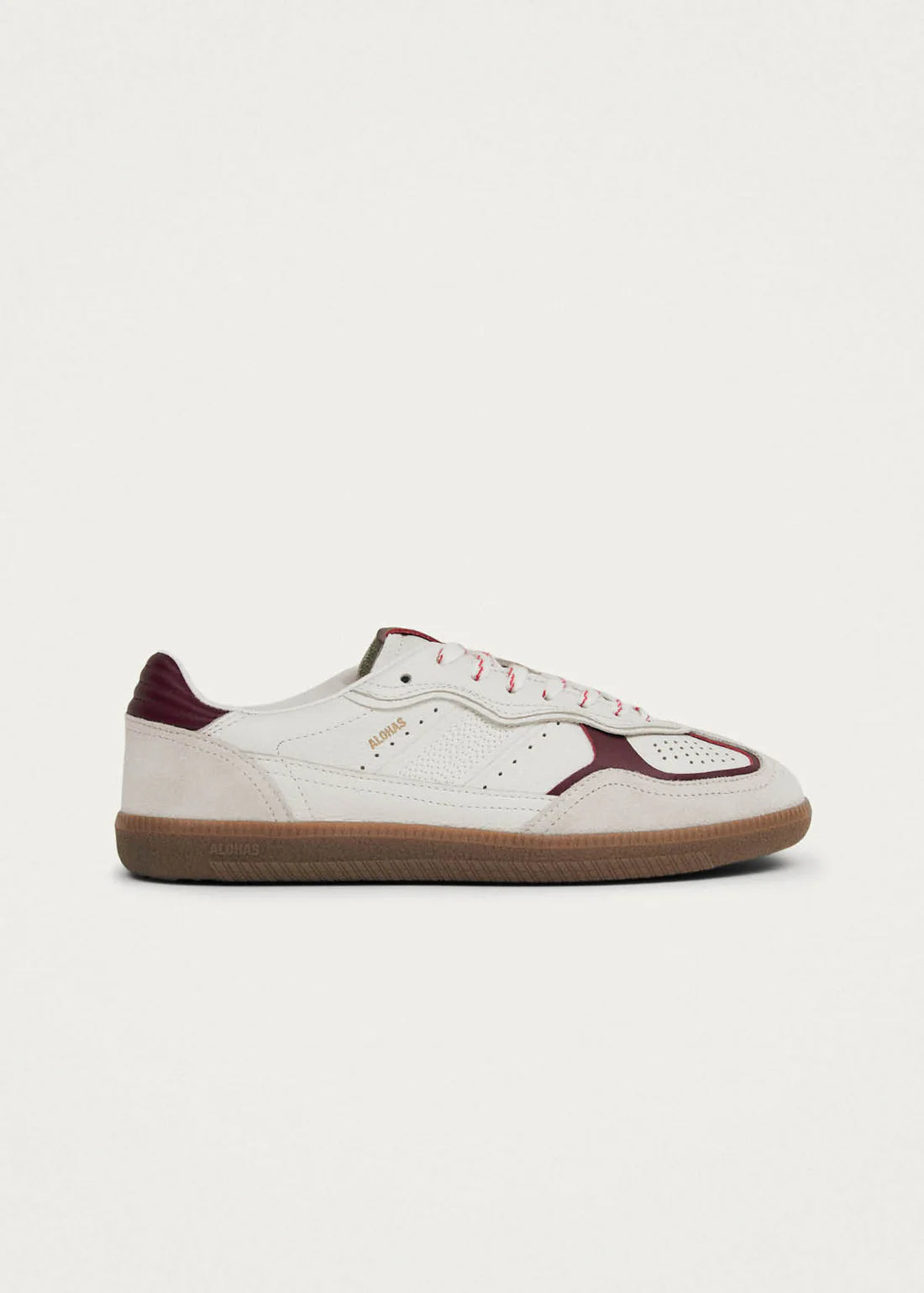 Alohas Rife Grain White Burgundy Leather Sneakers