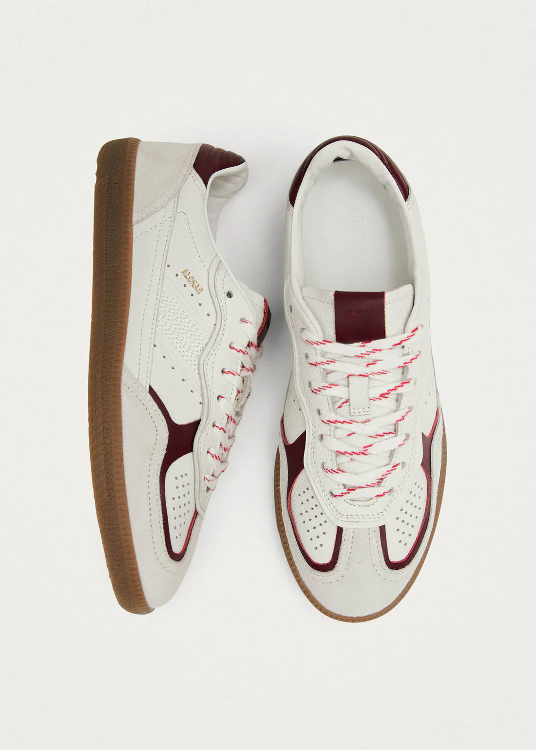 Alohas Rife Grain White Burgundy Leather Sneakers