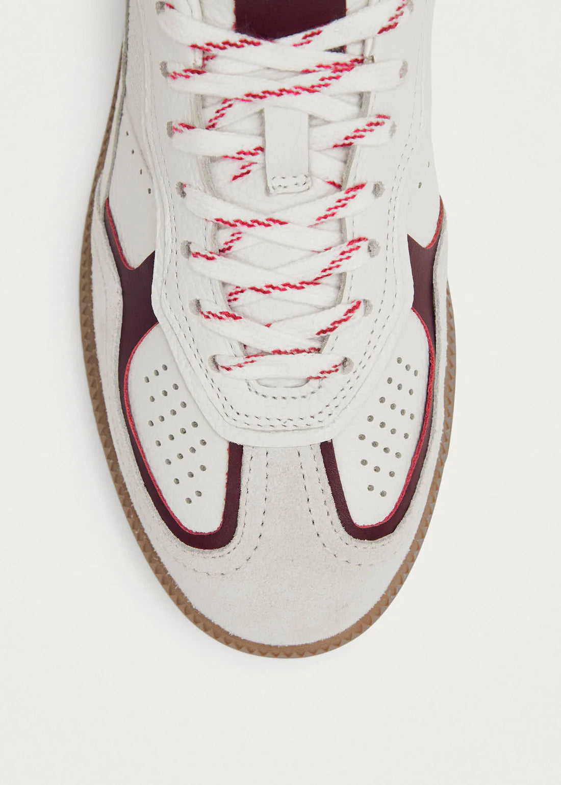 Alohas Rife Grain White Burgundy Leather Sneakers