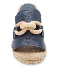 Load image into Gallery viewer, Pedro Garcia Olivieta Espadrille Wedge - Navy Pettigrain Leather