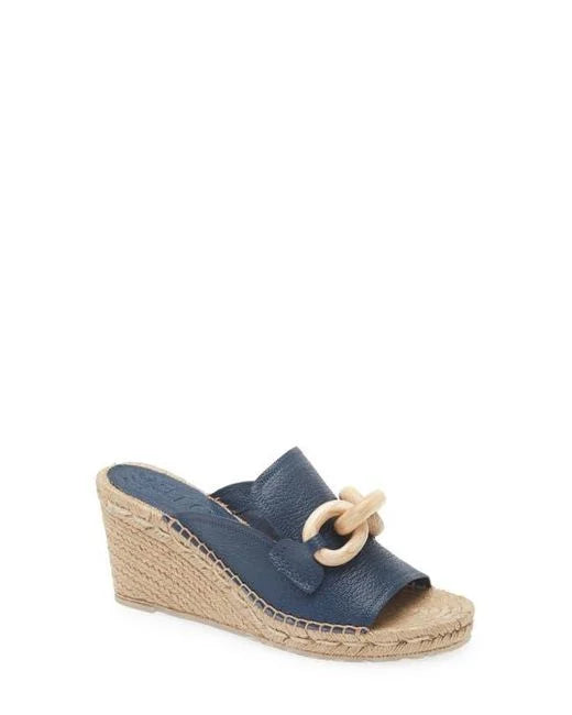 Pedro Garcia Olivieta Espadrille Wedge - Navy Pettigrain Leather