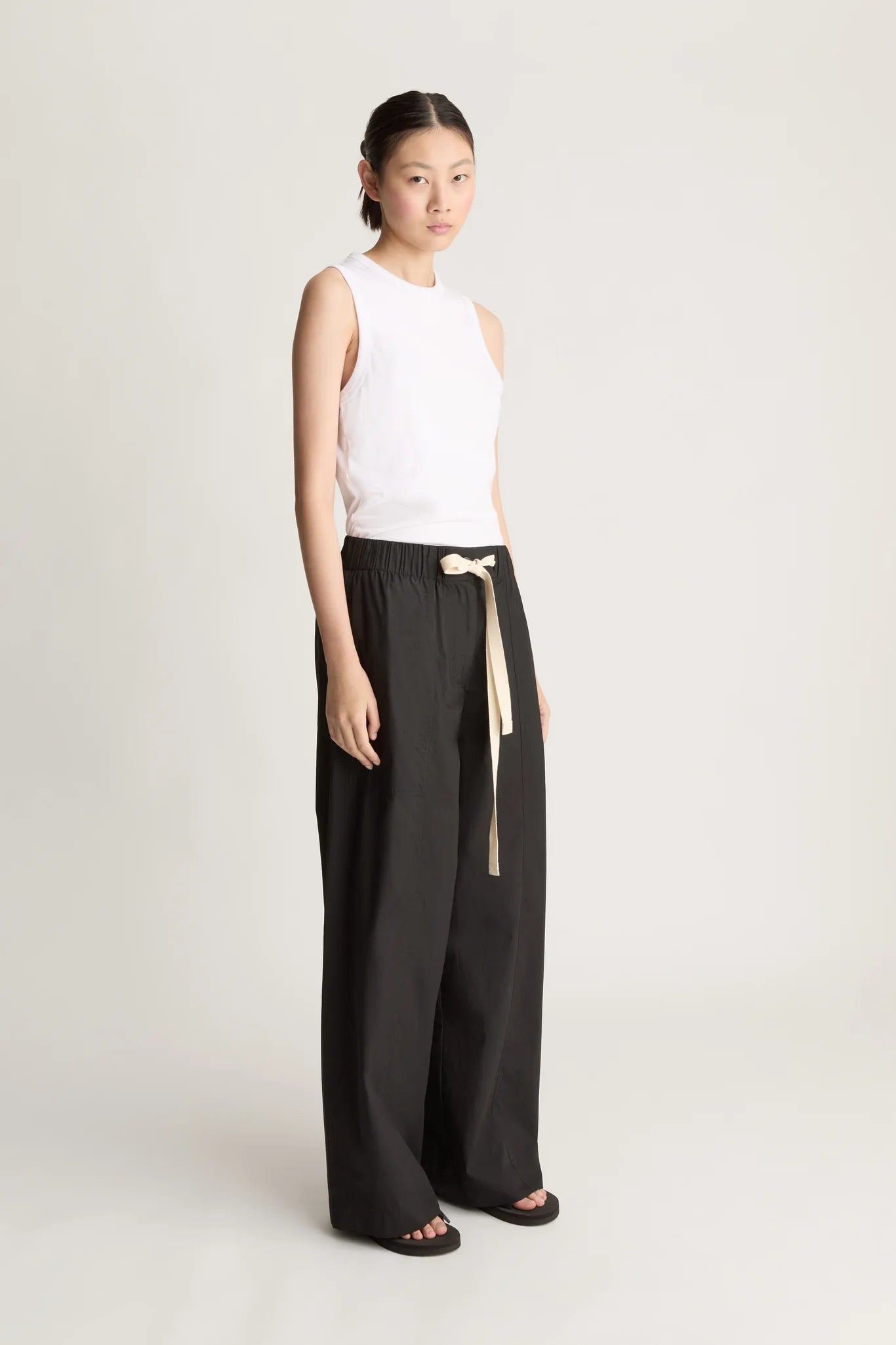Lee Mathews Poplin Wide leg Pant  Black