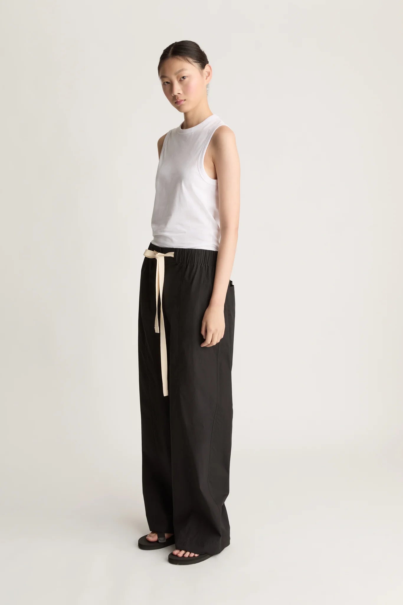 Lee Mathews Poplin Wide leg Pant  Black