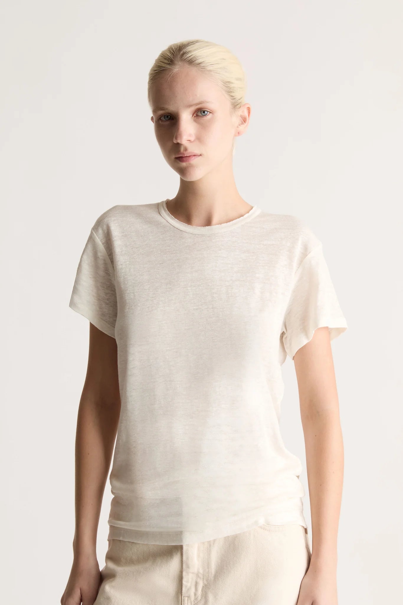 Lee Mathews Tilly Linen Jersey Tee Natural