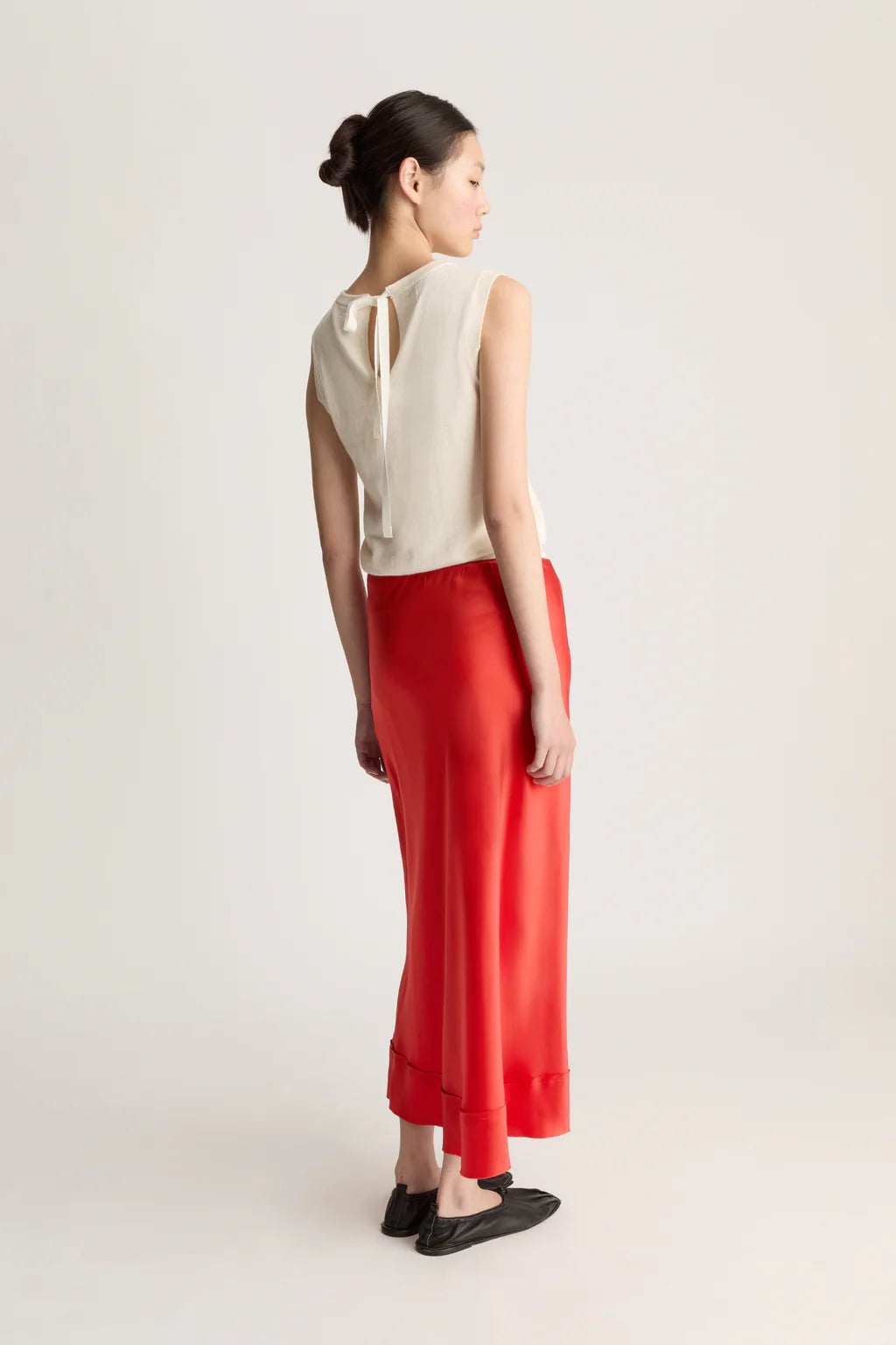 Lee Mathews Stella Silk Satin Skirt Scarlet Red