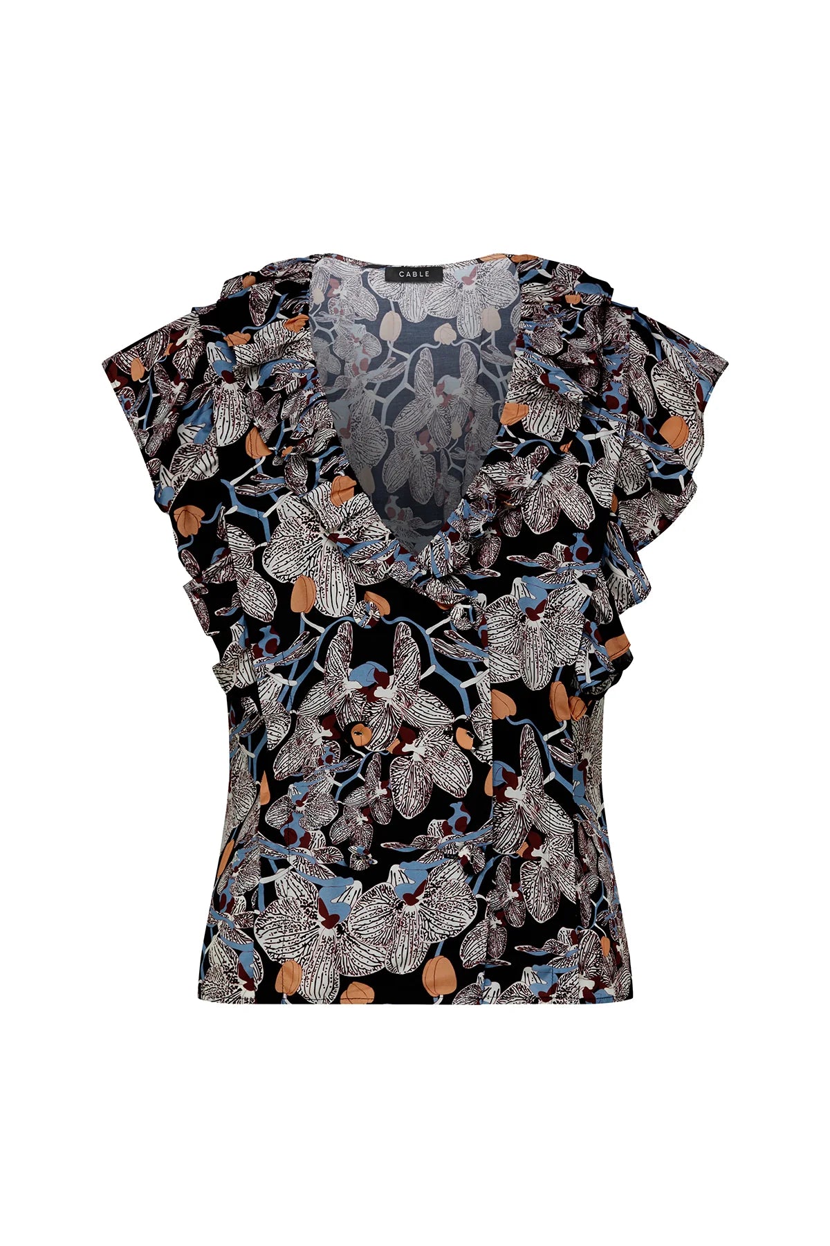 Cable Leigh Frill Top Orchid Print