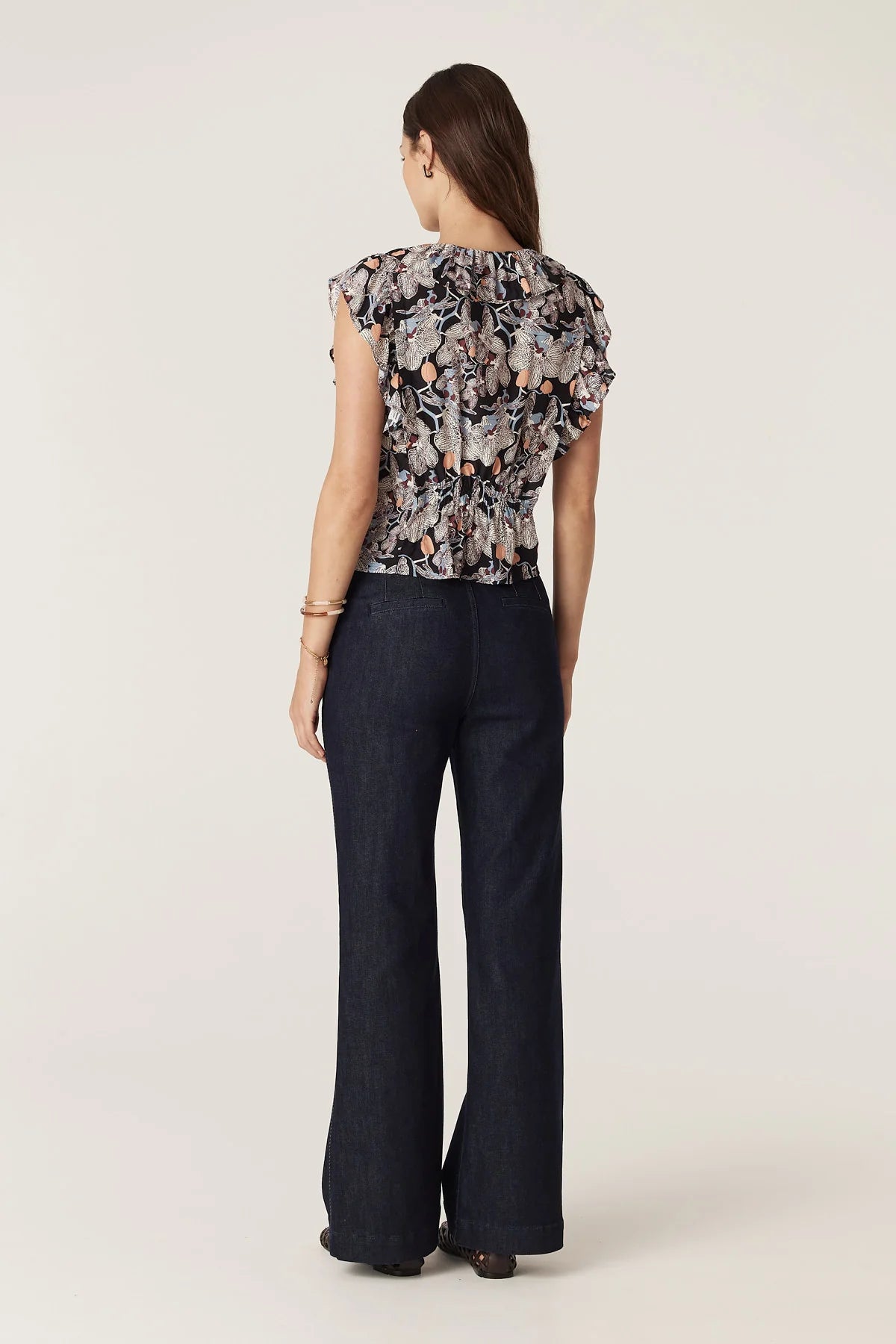 Cable Leigh Frill Top Orchid Print