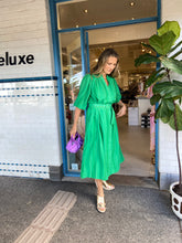 Load image into Gallery viewer, Alessandra Lyon Dress Green Silk Cotton with Lurex