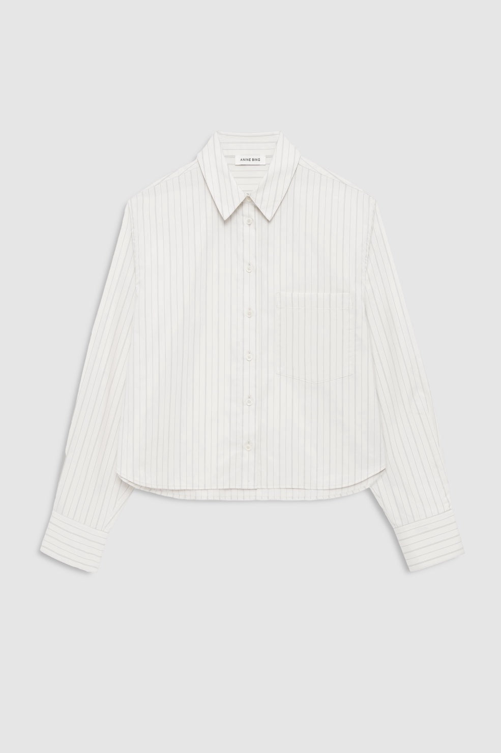 Anine Bing Essie Cropped Shirt Cream Pinstripe