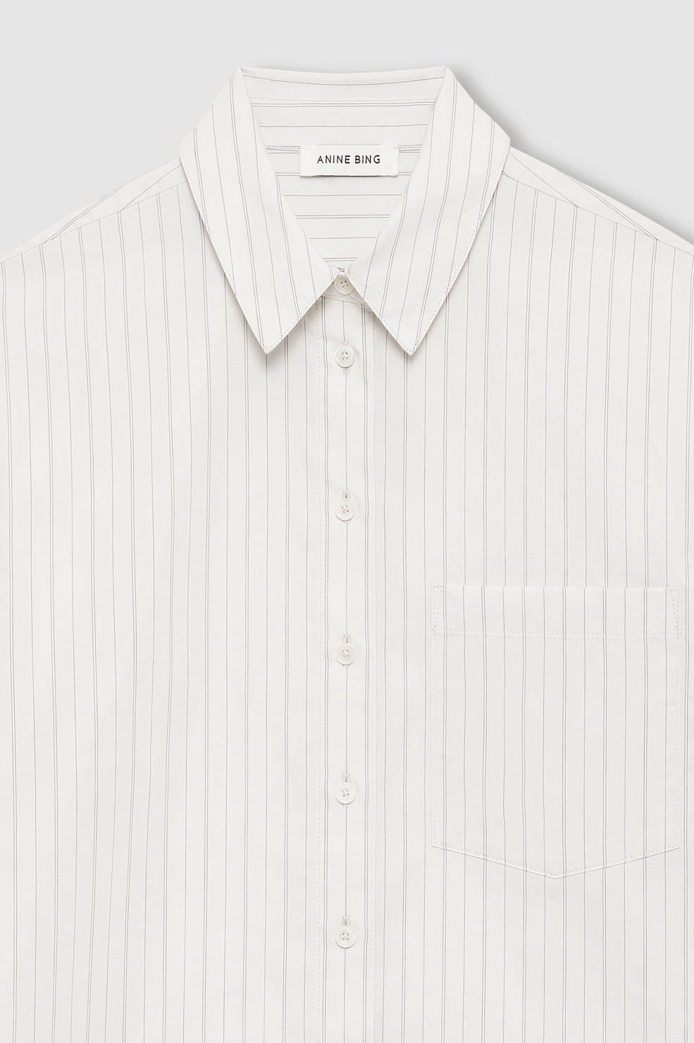Anine Bing Essie Cropped Shirt Cream Pinstripe
