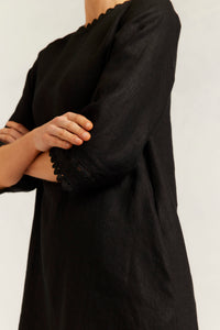 Alessandra Claire Linen Dress in Black